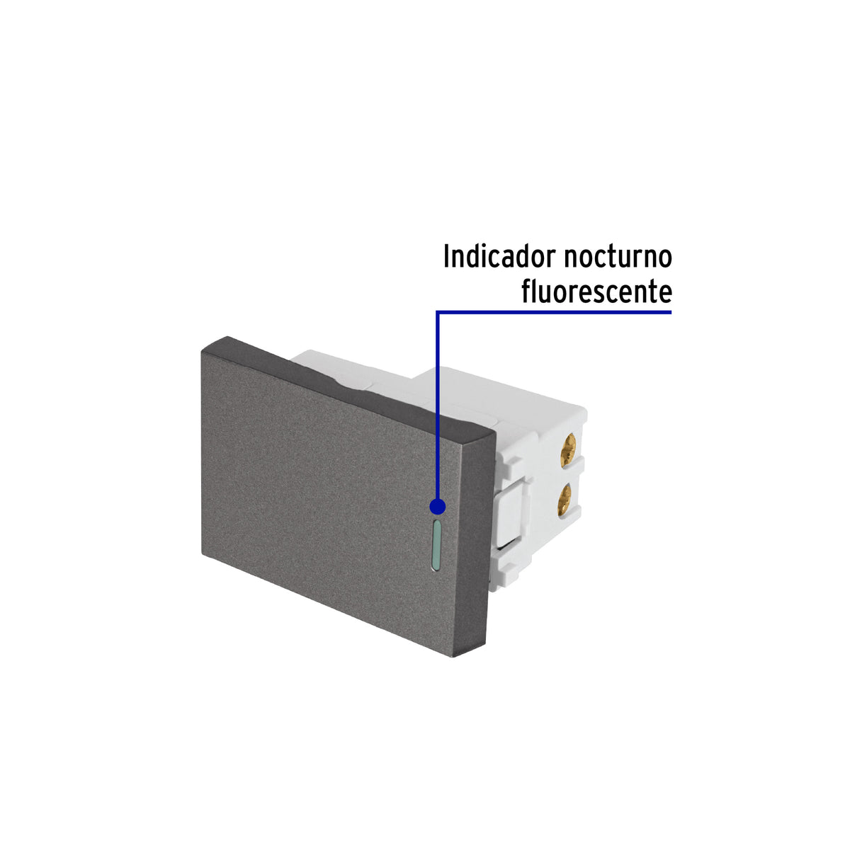 Interruptor sencillo acero inox de 1.5 módulos, línea Lisboa