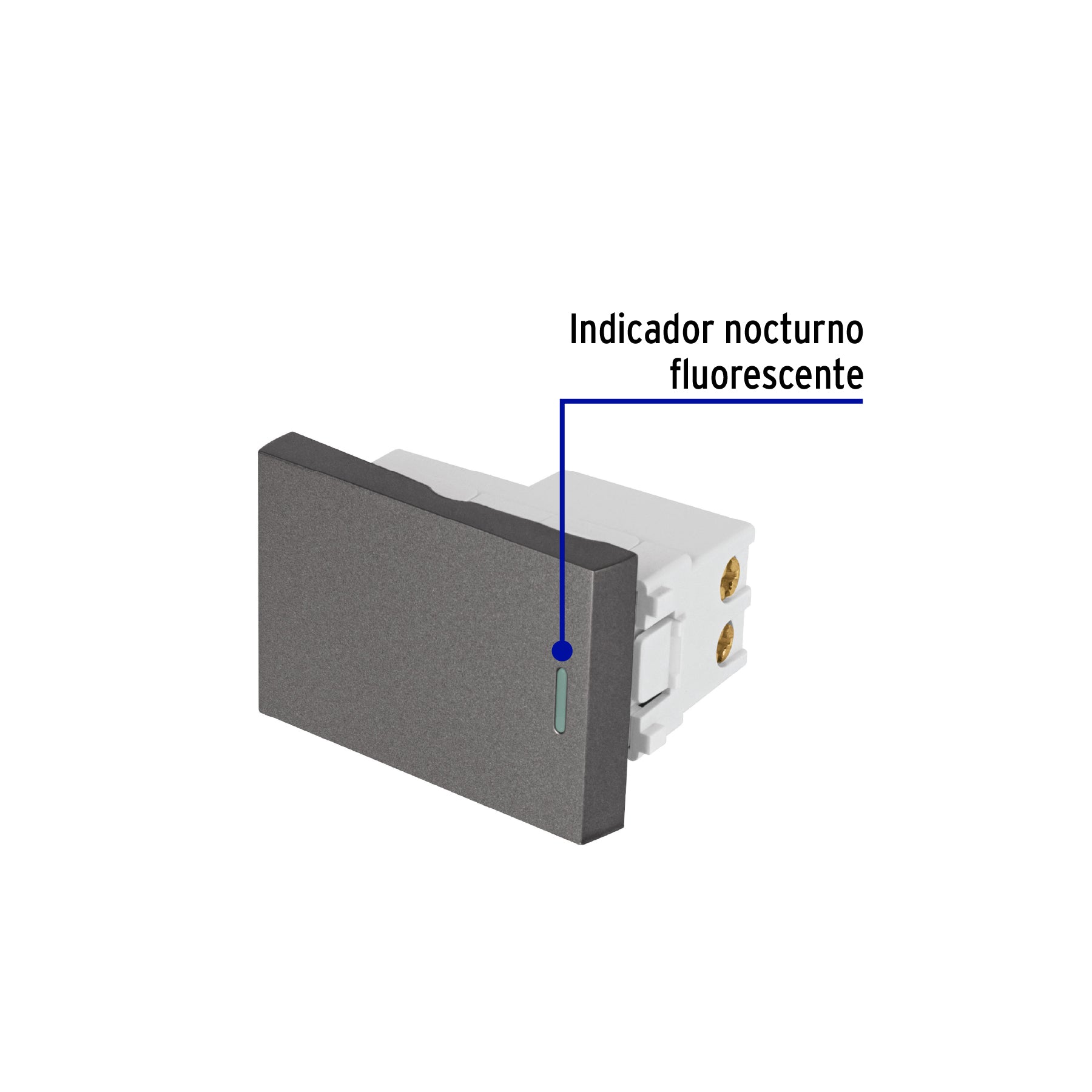 Interruptor sencillo acero inox de 1.5 módulos, línea Lisboa