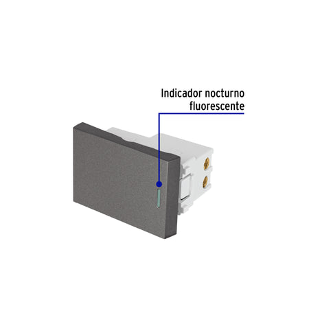 Interruptor sencillo acero inox de 1.5 módulos, línea Lisboa
