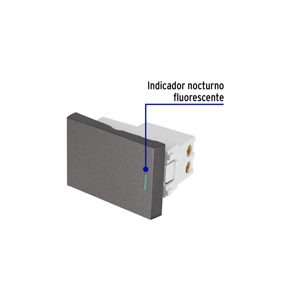 Interruptor sencillo acero inox de 1.5 módulos, línea Lisboa