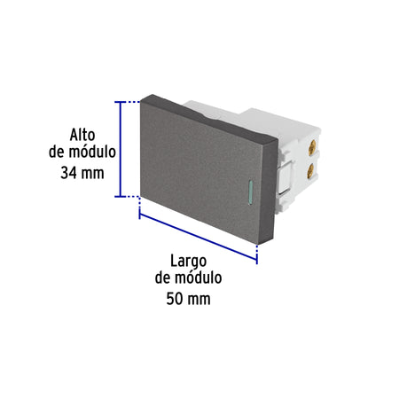 Interruptor sencillo acero inox de 1.5 módulos, línea Lisboa