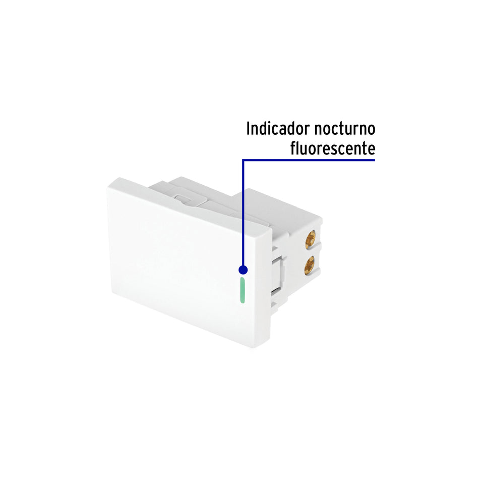 Interruptor sencillo blanco de 1.5 módulos, línea Lisboa