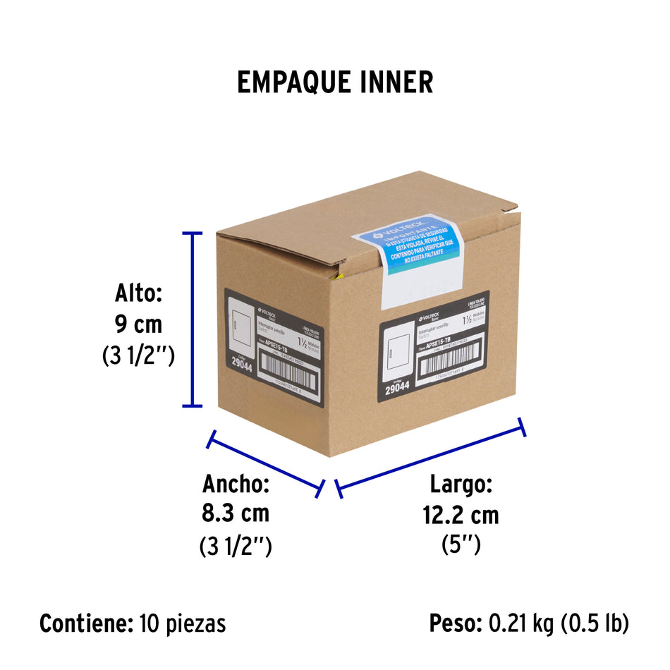 Interruptor sencillo de 1.5 módulos, línea Toledo, BASIC