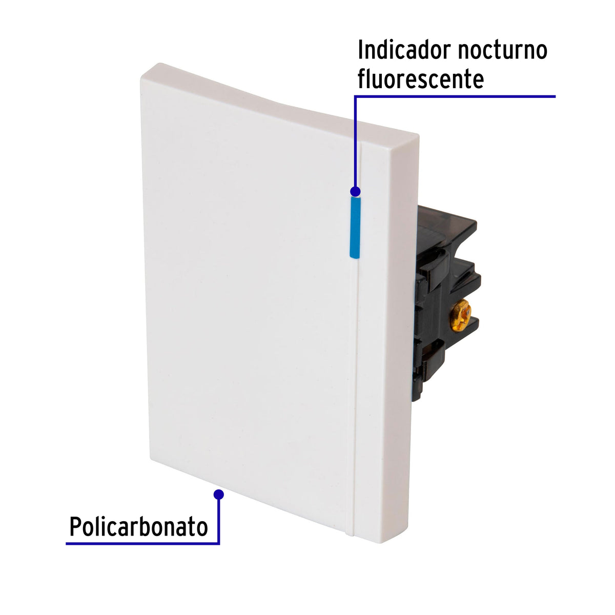 Interruptor sencillo 3 módulos, línea Española, color blanco
