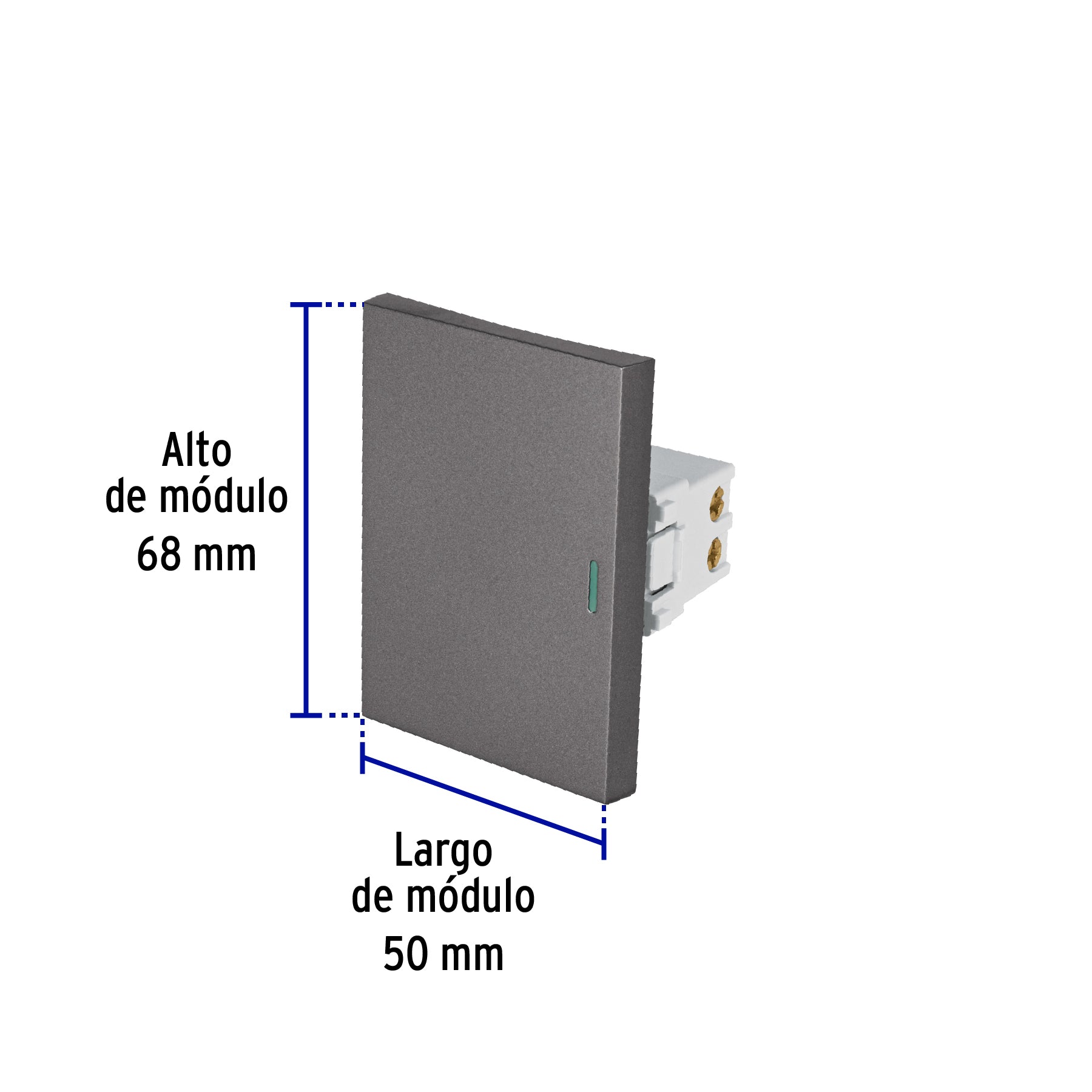 Interruptor 3 vías acero inox de 3 módulos, línea Lisboa
