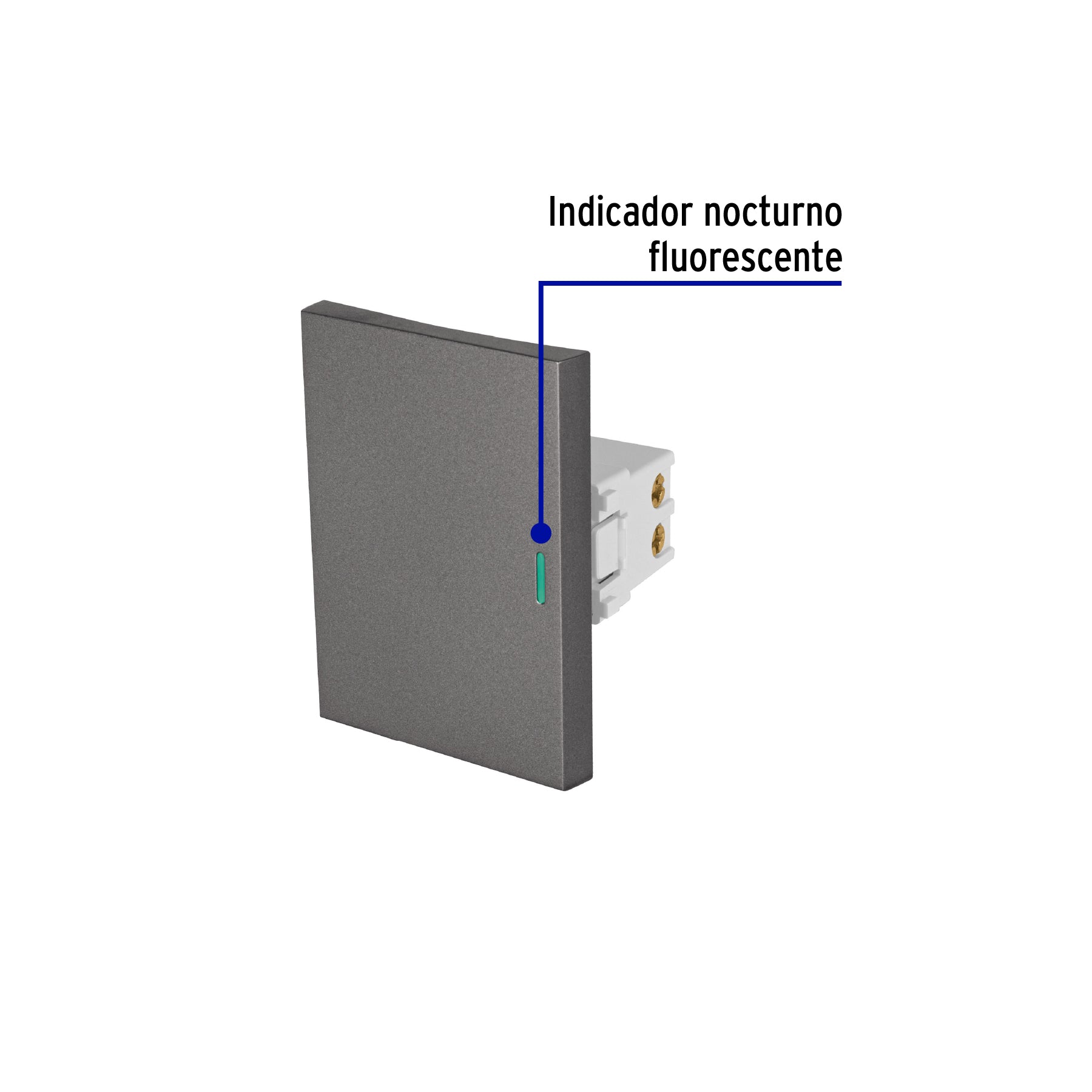 Interruptor sencillo acero inox de 3 módulos, línea Lisboa