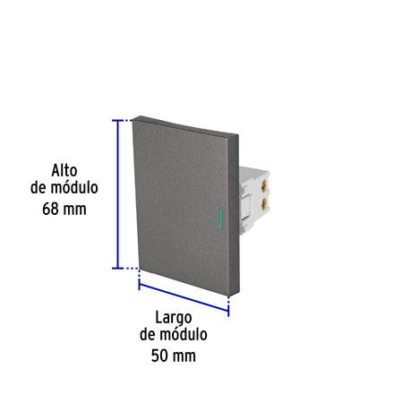Interruptor sencillo acero inox de 3 módulos, línea Lisboa
