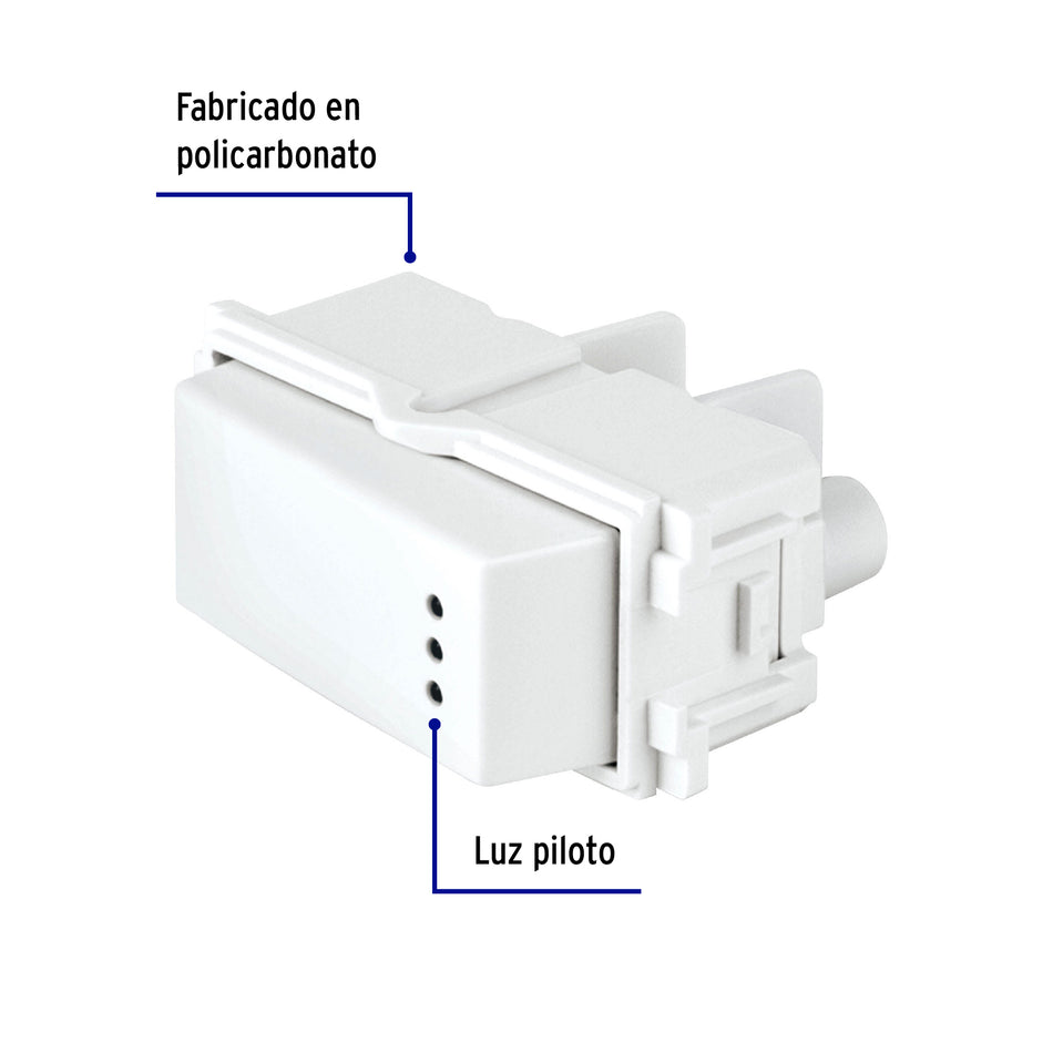 Interruptor de 3 vias con luz piloto linea Italiana blanco