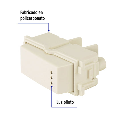 Interruptor de 3 vías con luz piloto, línea Italiana, marfil