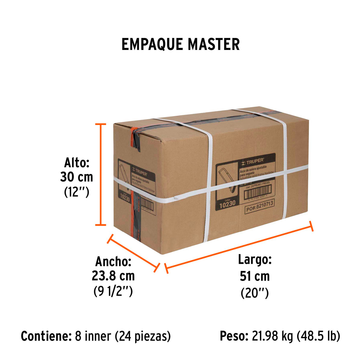 Arco 12" profesional ajustable de solera para segueta