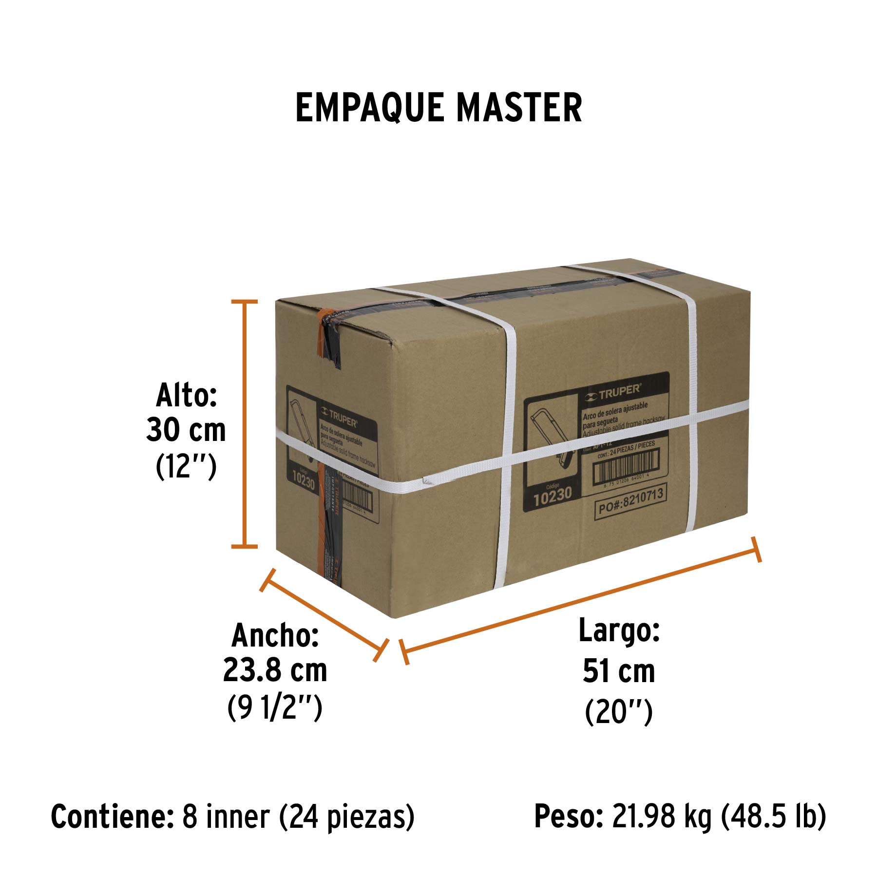 Arco 12" profesional ajustable de solera para segueta