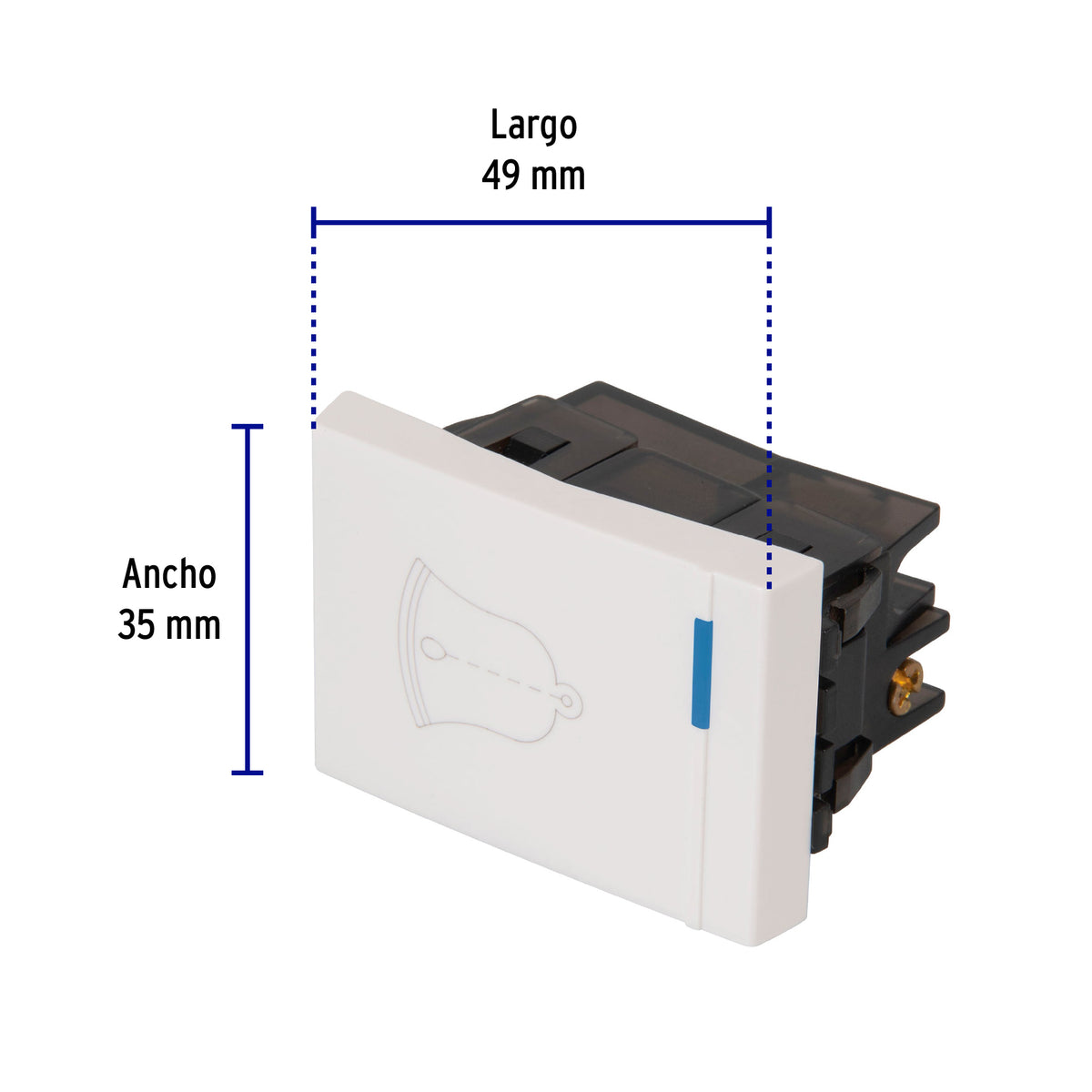 Interruptor para timbre, 1.5 módulos, línea Española, blanco