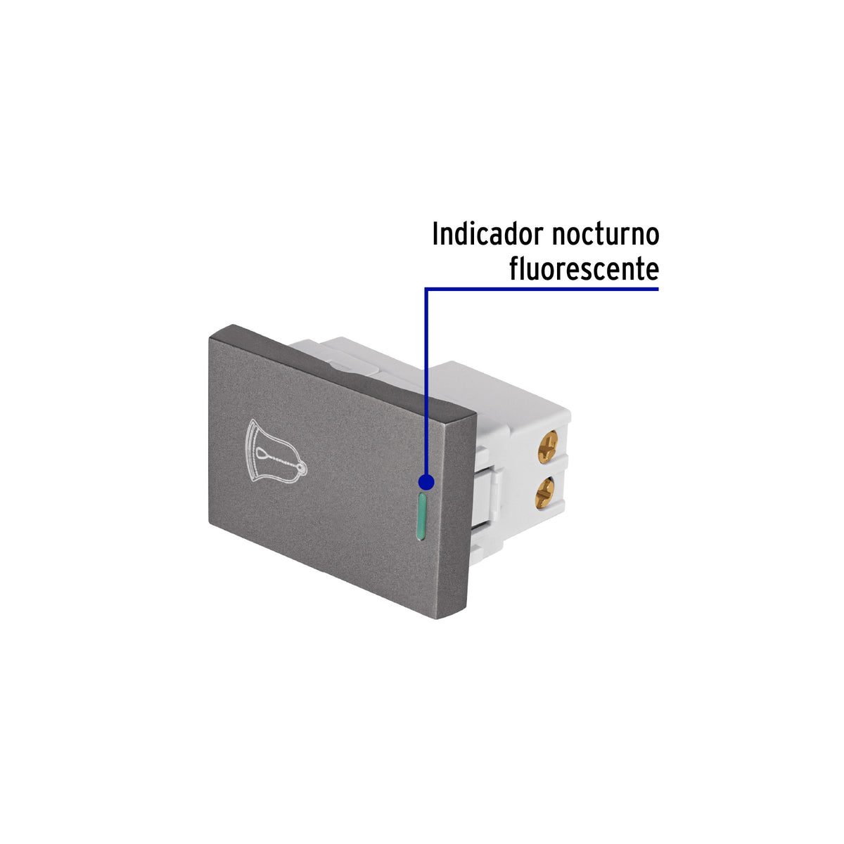 Interruptor timbre acero inox de 1.5 módulos, línea Lisboa