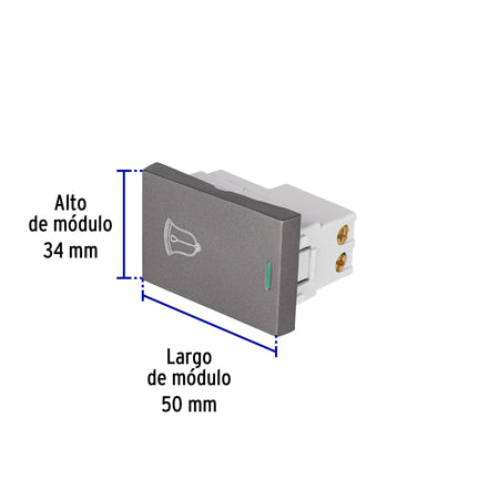 Interruptor timbre acero inox de 1.5 módulos, línea Lisboa