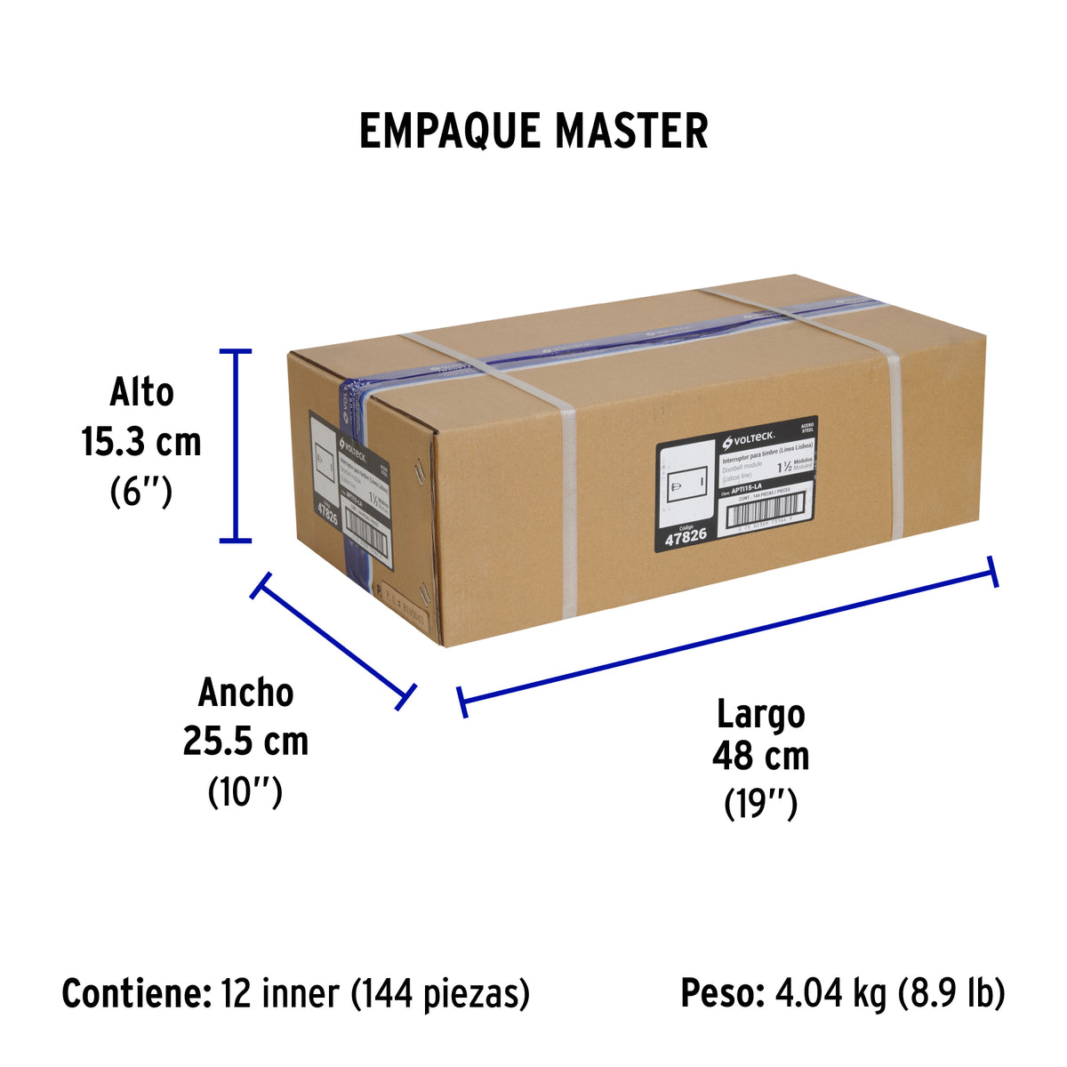Interruptor timbre acero inox de 1.5 módulos, línea Lisboa