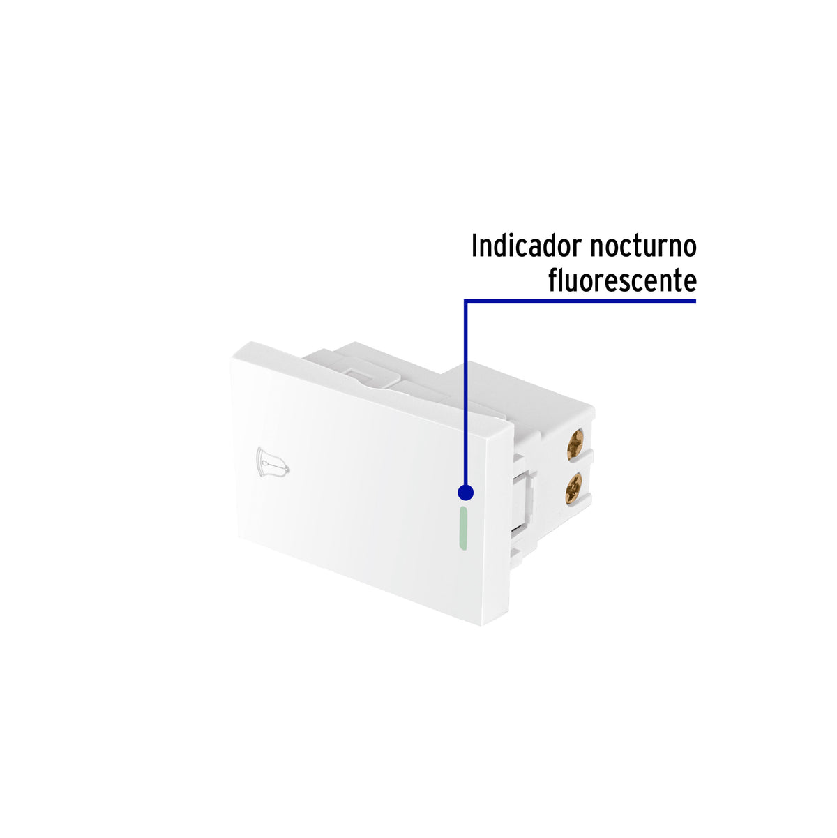 Interruptor para timbre blanco de 1.5 módulos, línea Lisboa