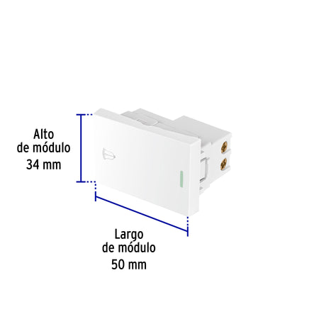 Interruptor para timbre blanco de 1.5 módulos, línea Lisboa