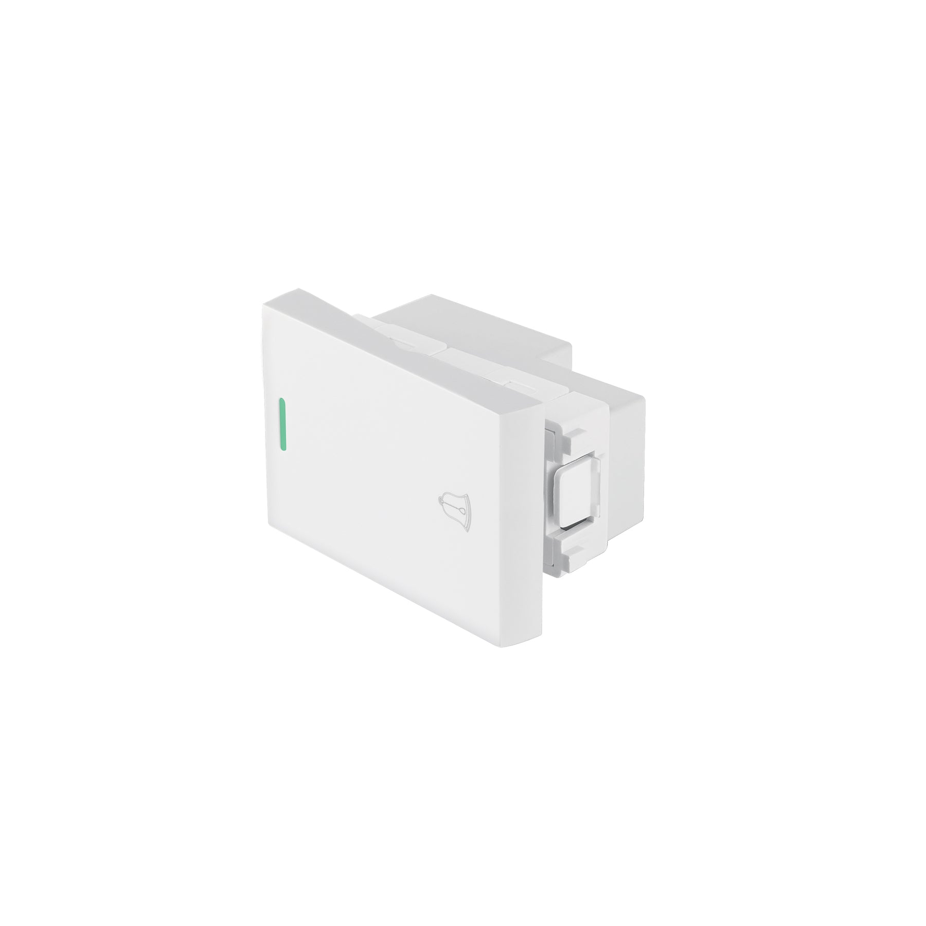 Interruptor para timbre blanco de 1.5 módulos, línea Lisboa