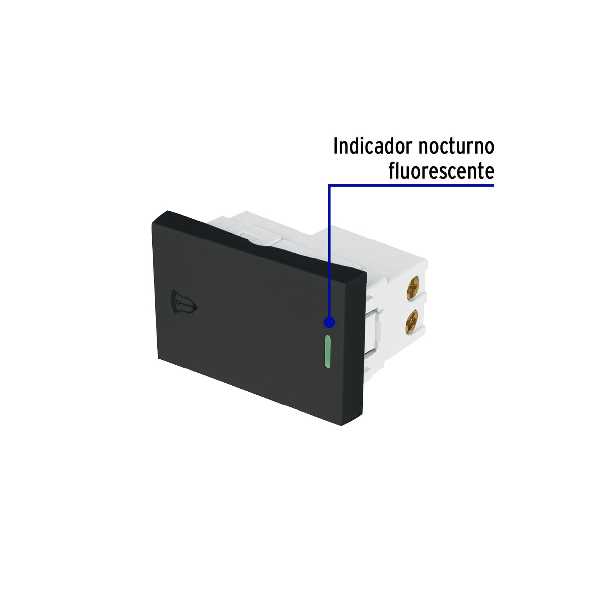 Interruptor para timbre negro de 1.5 módulos, línea Lisboa