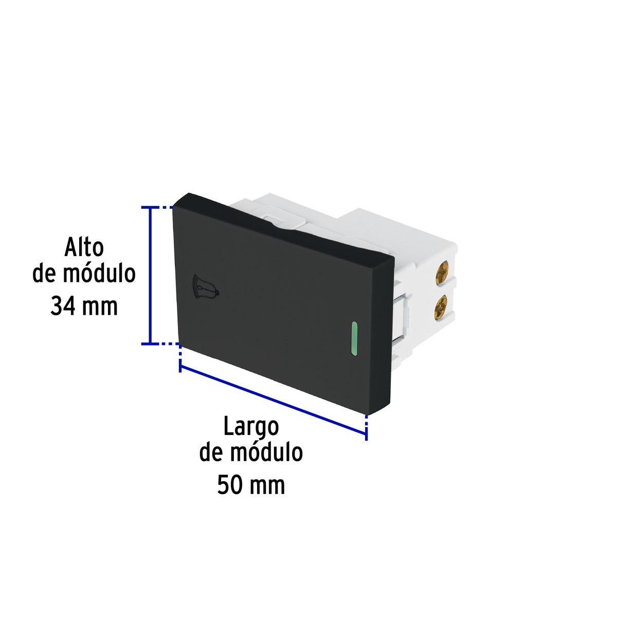 Interruptor para timbre negro de 1.5 módulos, línea Lisboa