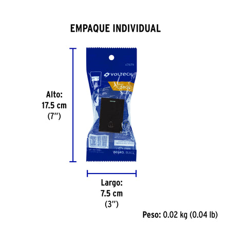 Interruptor para timbre negro de 1.5 módulos, línea Lisboa