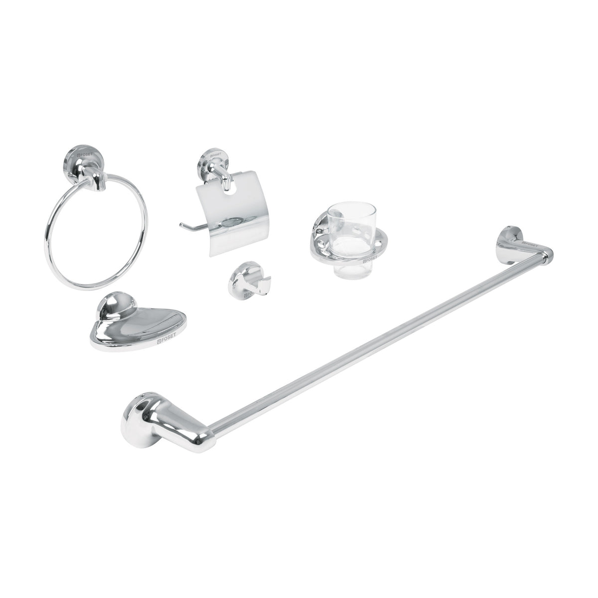 Juego de 6 accesorios para bano redondos cromo FOSET AQUA