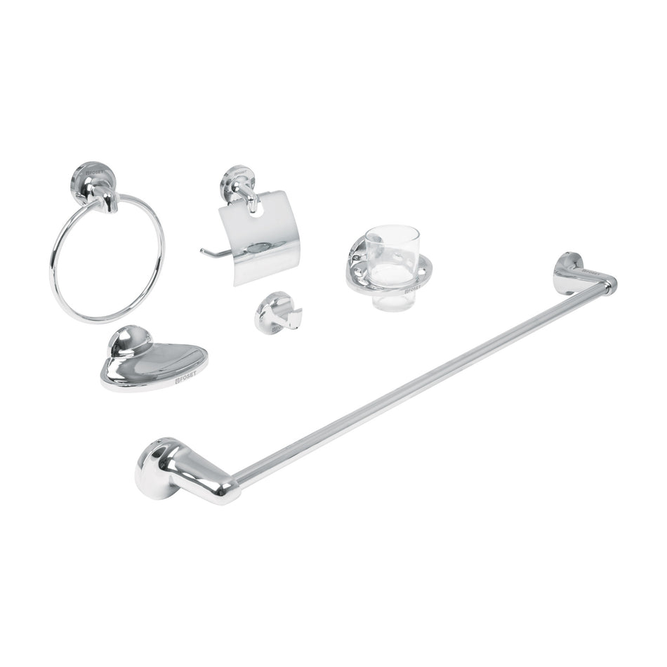 Juego de 6 accesorios para bano redondos cromo FOSET AQUA