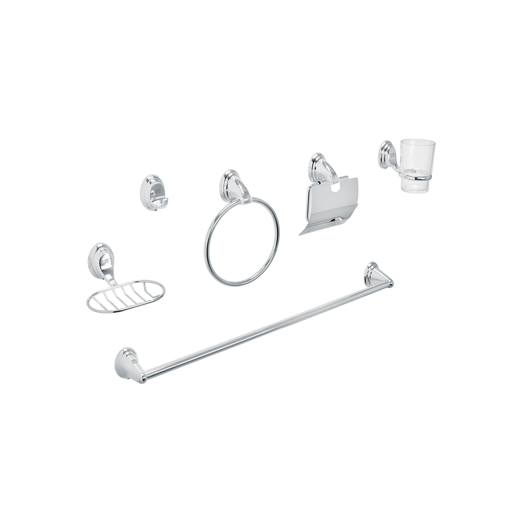 Juego de 6 accesorios para bano FOSET AQUA cromo