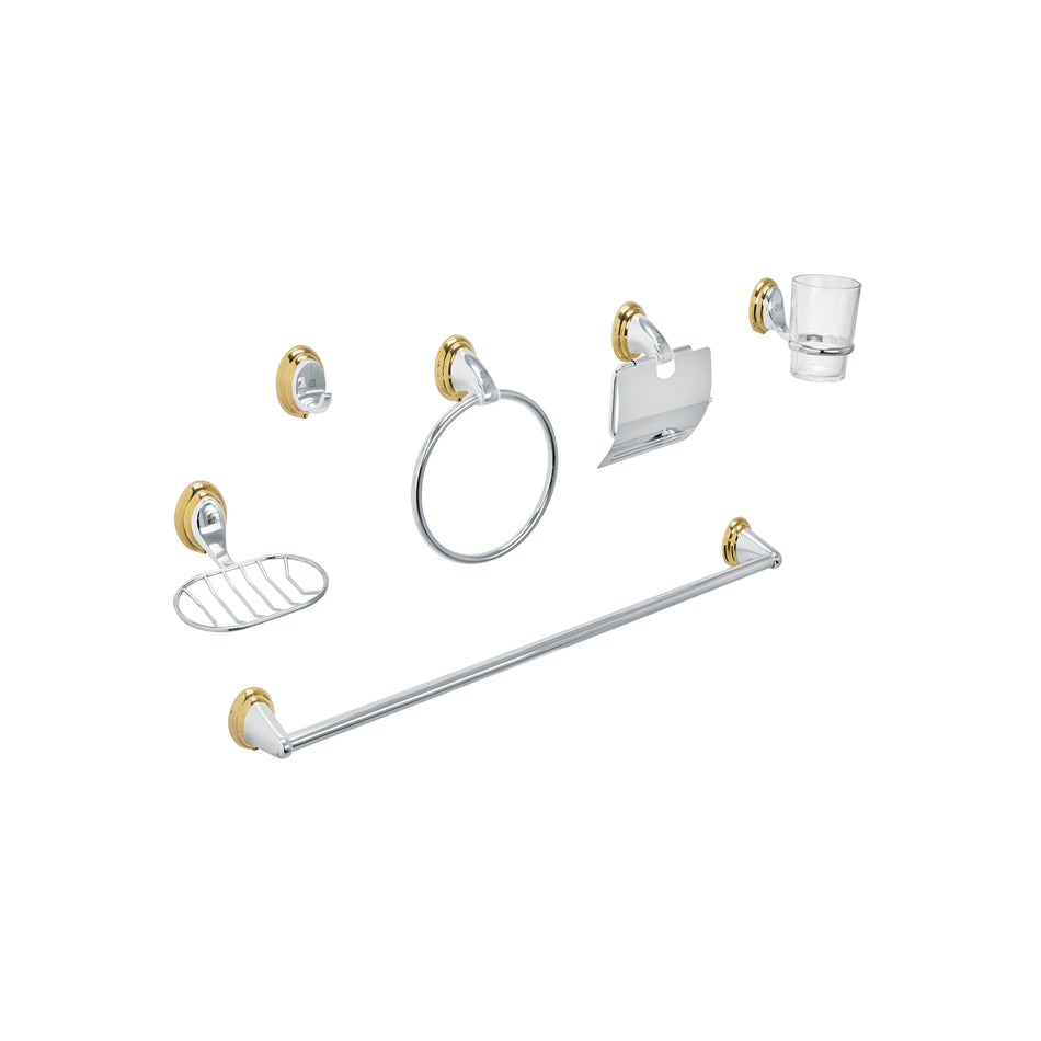 Juego de 6 accesorios para bano cromo-oro FOSET AQUA