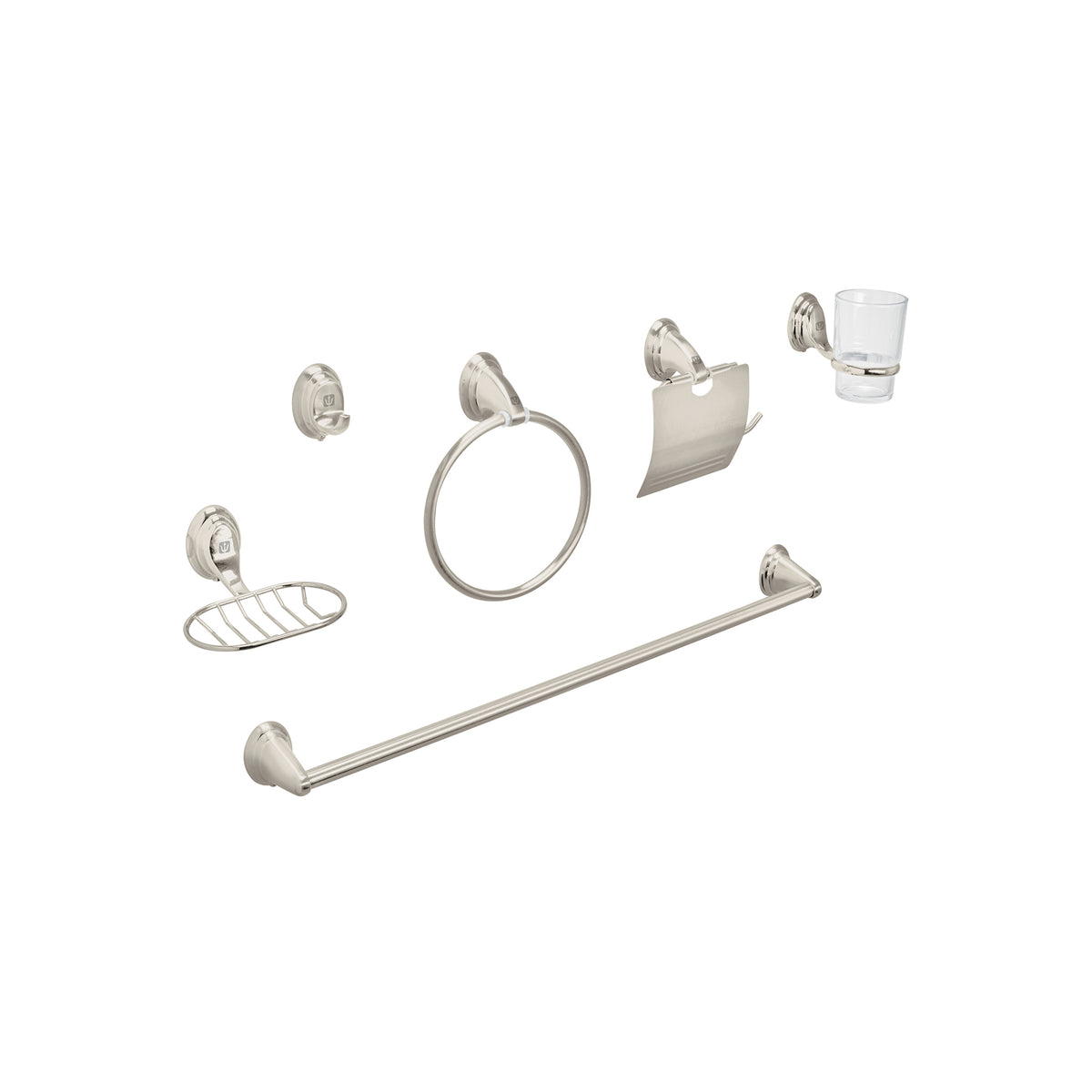 Juego de 6 accesorios para bano niquel satin FOSET AQUA