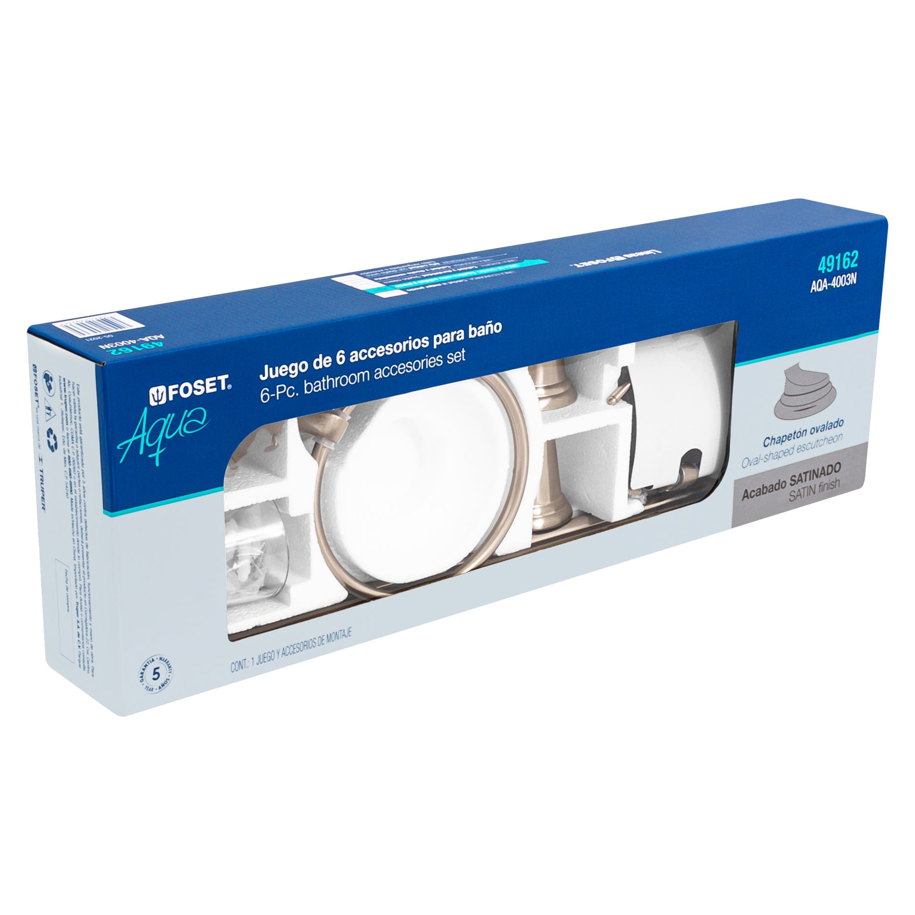 Juego de 6 accesorios para bano niquel satin FOSET AQUA