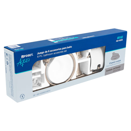 Juego de 6 accesorios para bano niquel satin FOSET AQUA