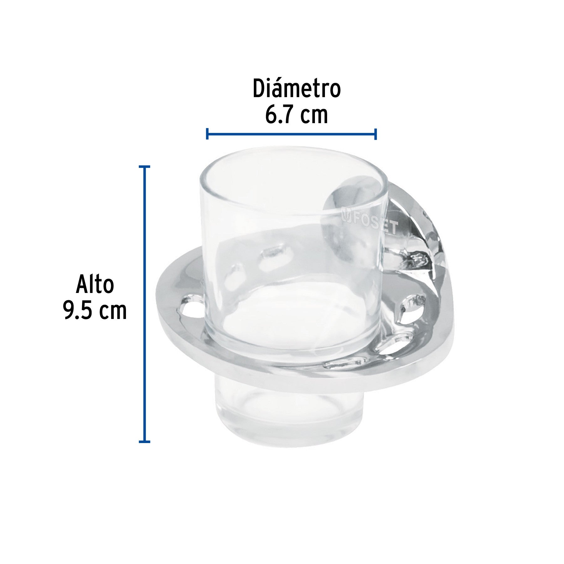 Portavaso cepillero chapeton redondo cromo FOSET AQUA
