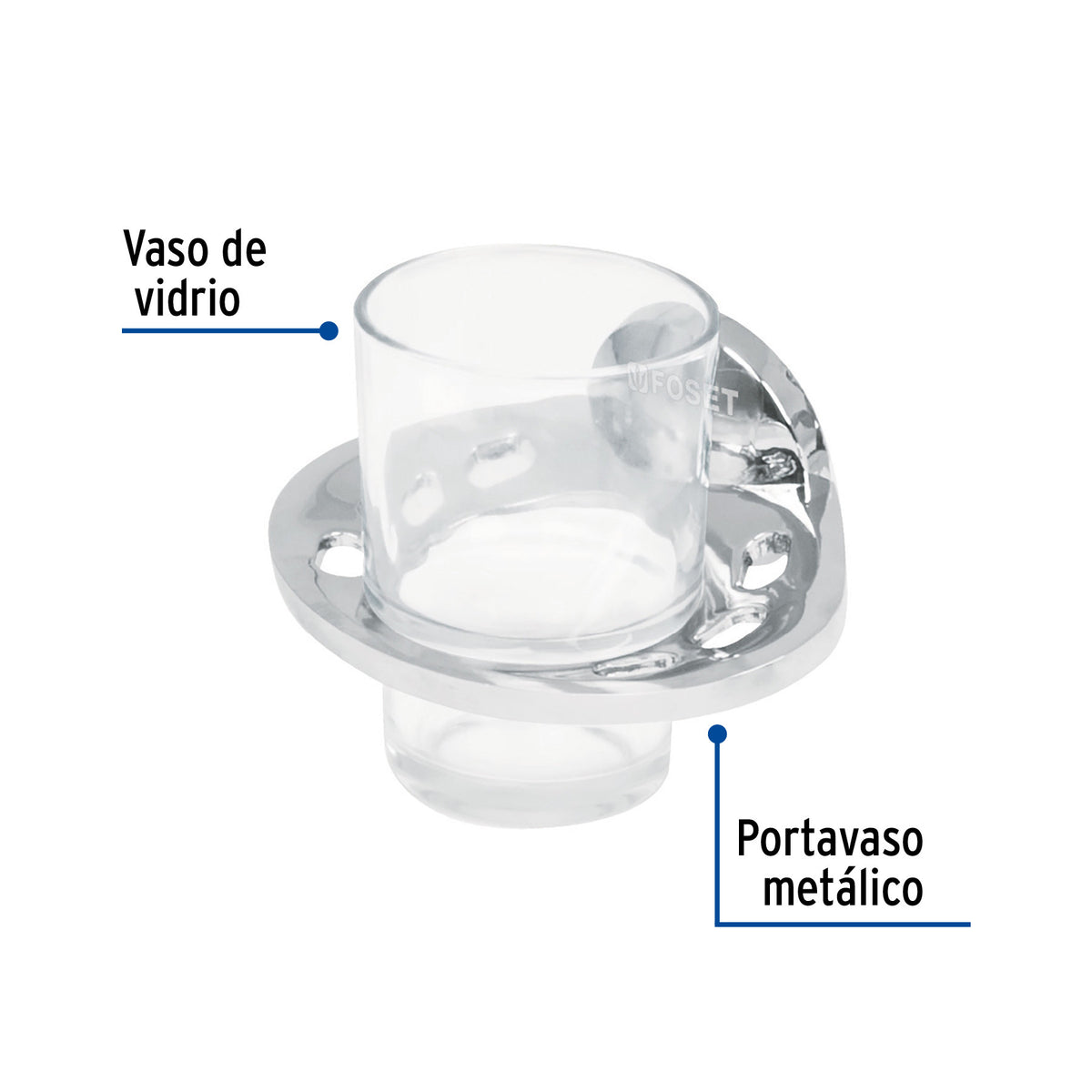 Portavaso cepillero chapeton redondo cromo FOSET AQUA