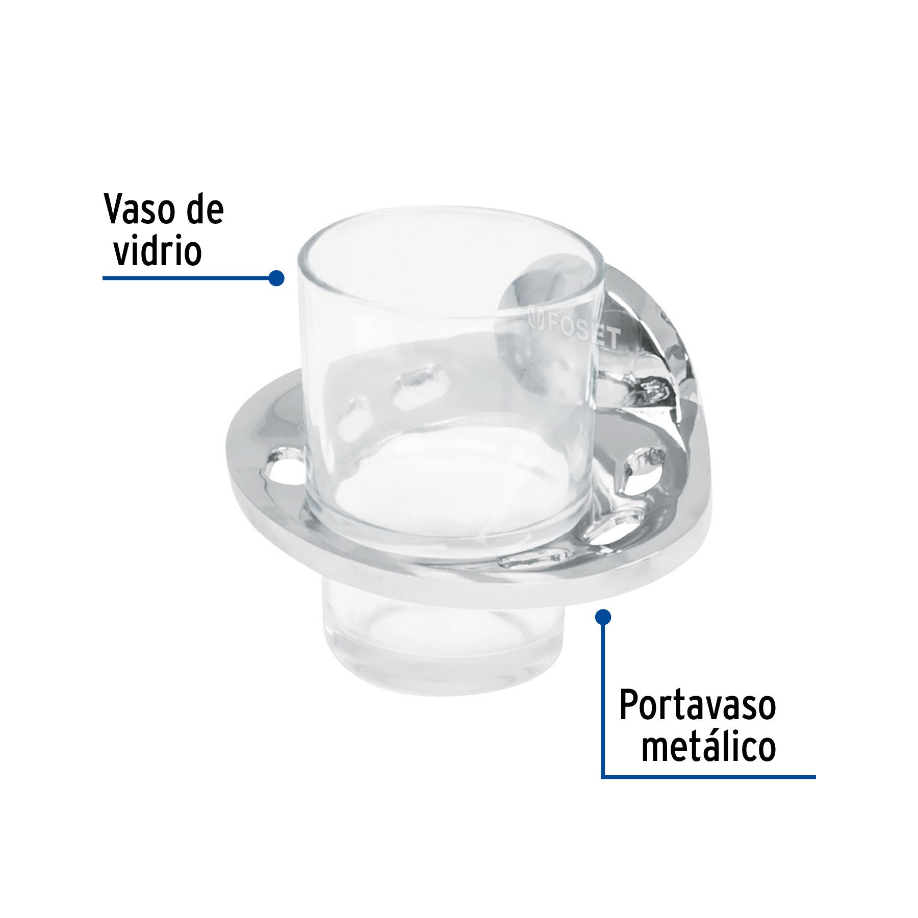 Portavaso cepillero chapeton redondo cromo FOSET AQUA