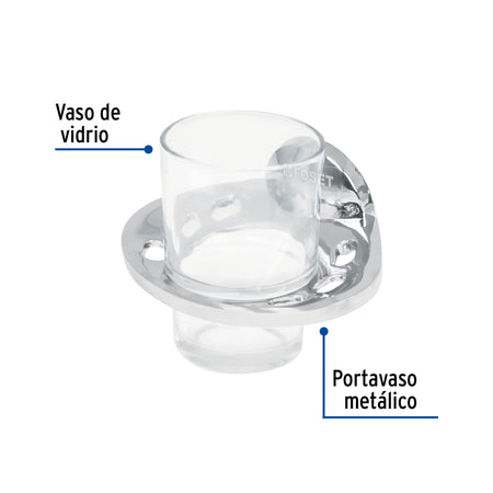 Portavaso cepillero chapeton redondo cromo FOSET AQUA