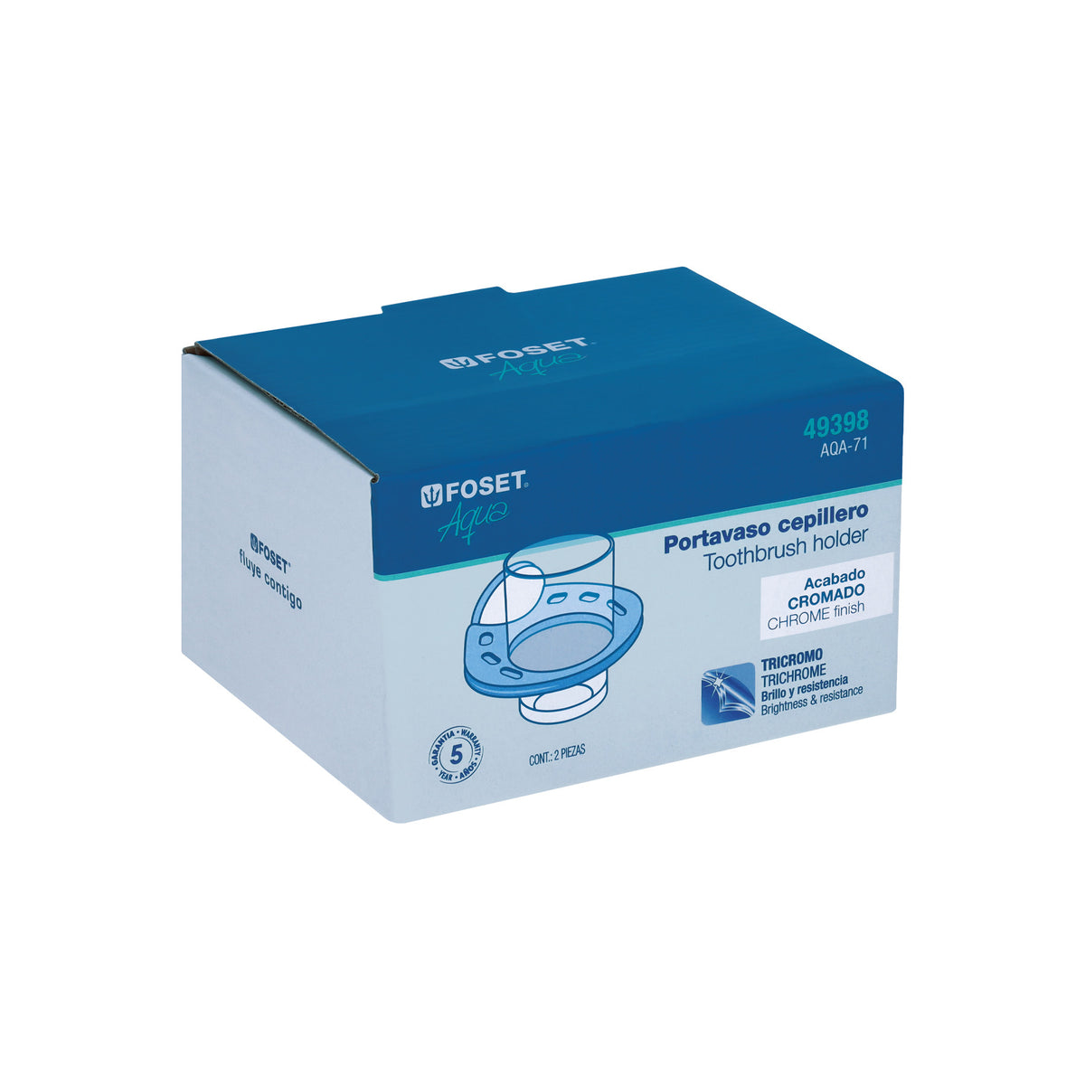 Portavaso cepillero chapeton redondo cromo FOSET AQUA