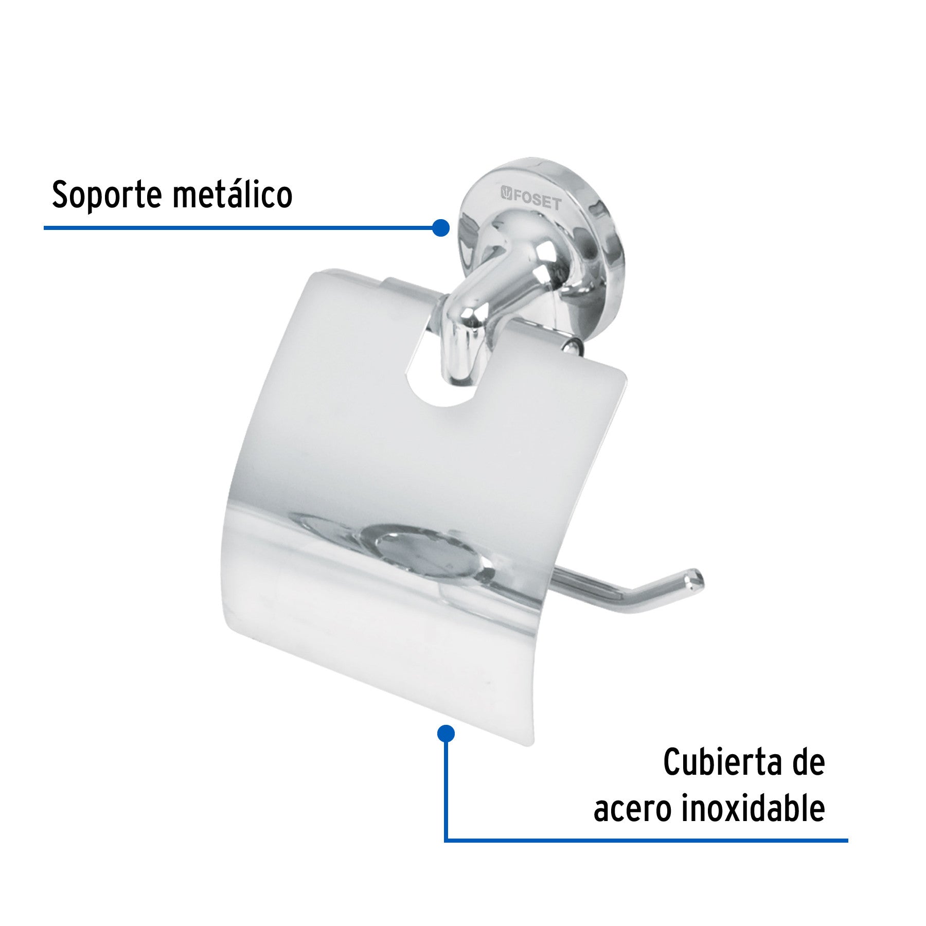 Portarrollo con cubiertachapeton redondo cromo FOSET AQUA
