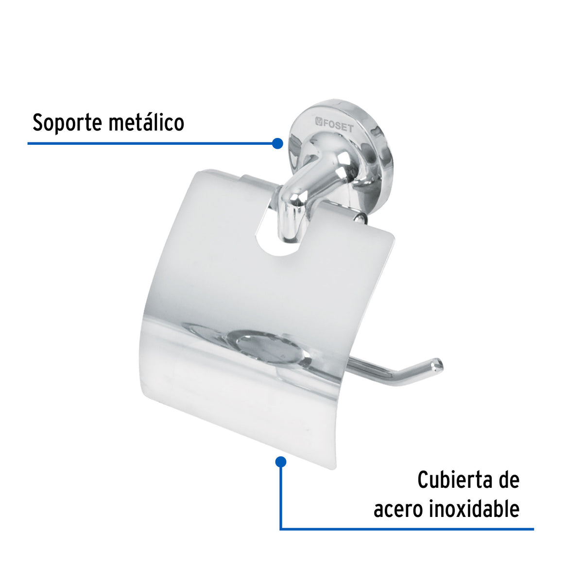 Portarrollo con cubiertachapeton redondo cromo FOSET AQUA