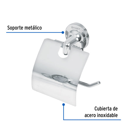 Portarrollo con cubiertachapeton redondo cromo FOSET AQUA