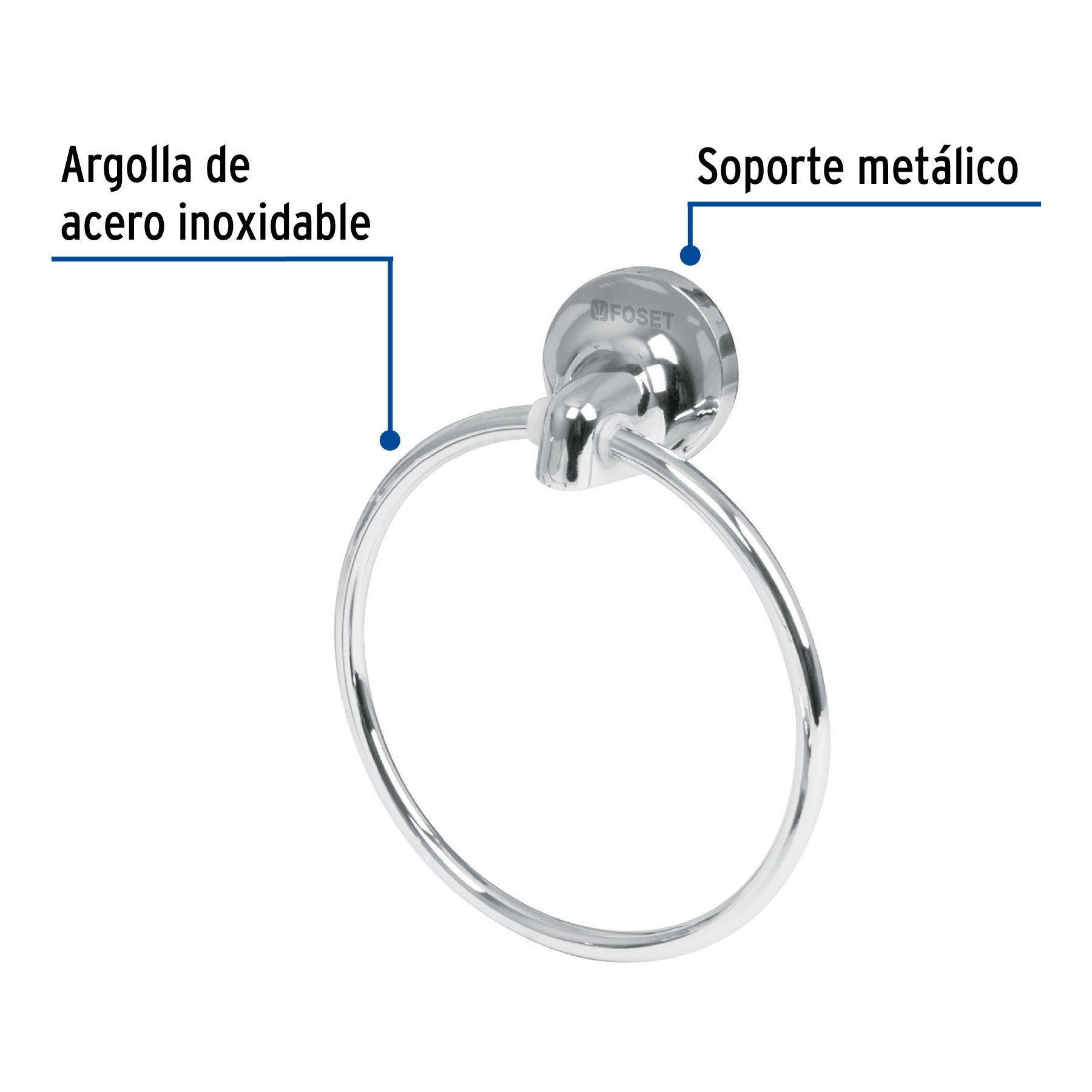 Toallero de argolla chapeton redondo cromo FOSET AQUA
