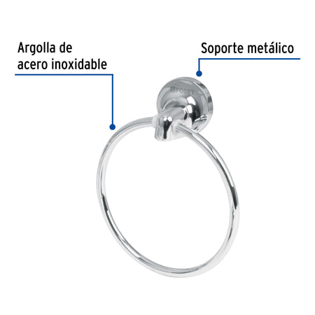 Toallero de argolla chapeton redondo cromo FOSET AQUA