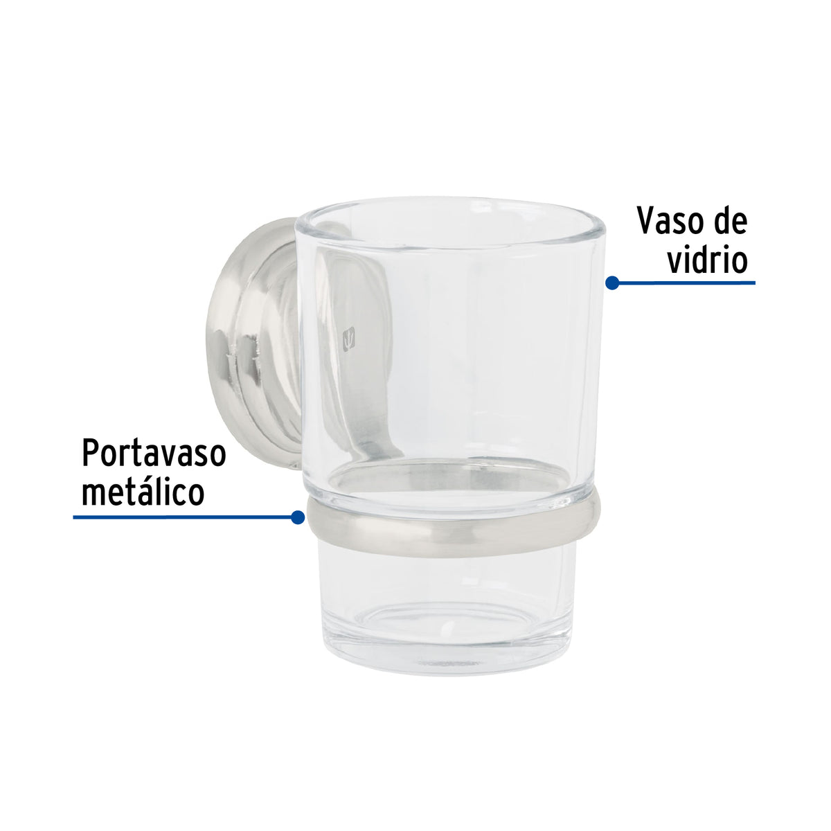 Portavaso cepillero con vaso de vidrio, níquel satín, AQUA