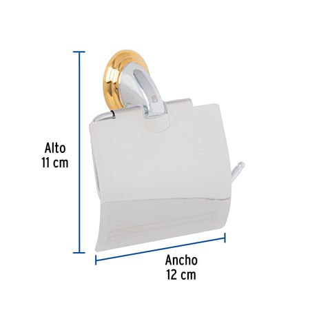 Portarrollo con cubierta, cromo-oro, FOSET AQUA