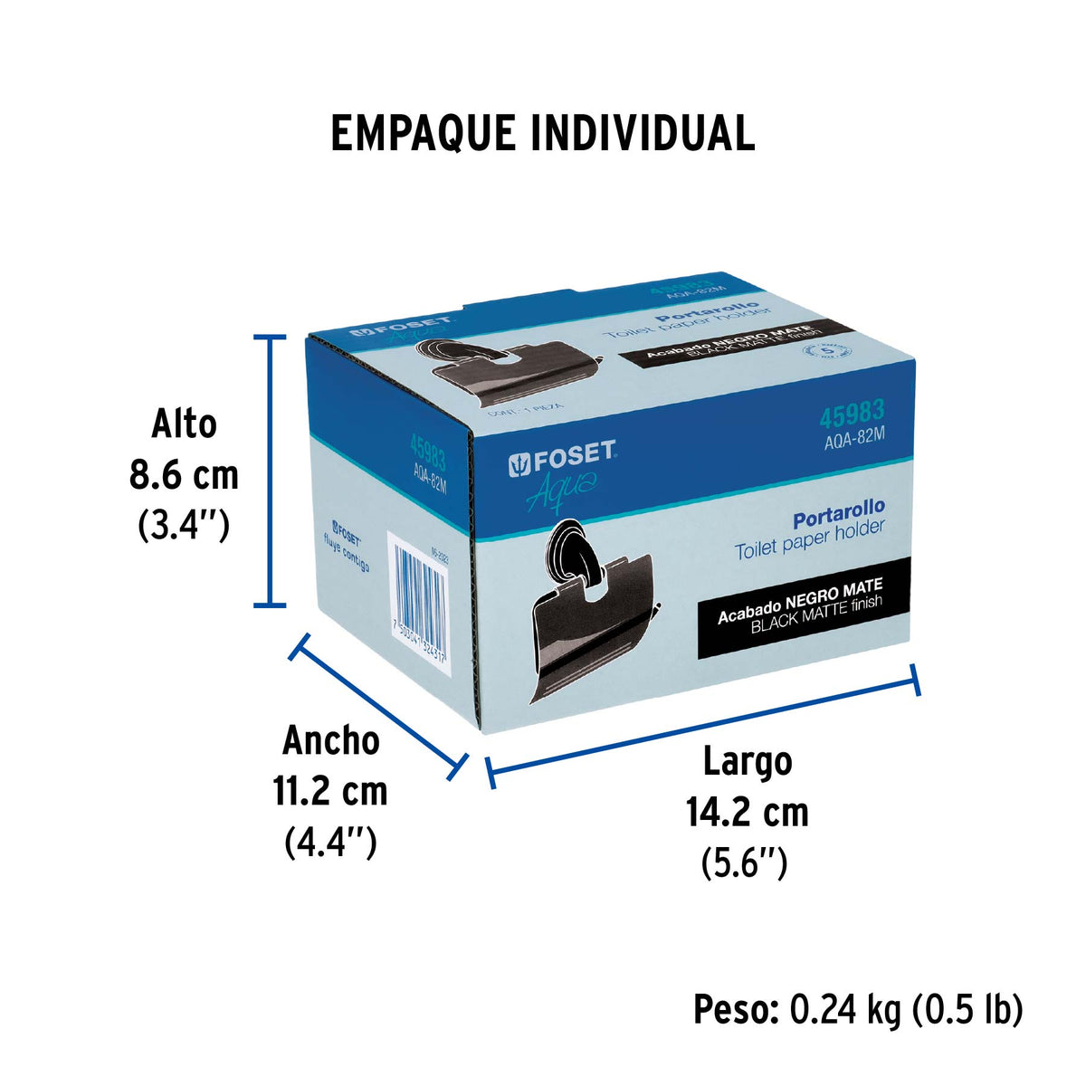 Portarrollo con cubierta FOSET AQUA negro