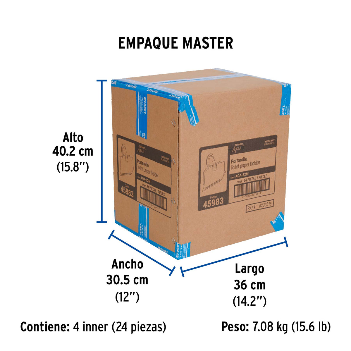 Portarrollo con cubierta FOSET AQUA negro