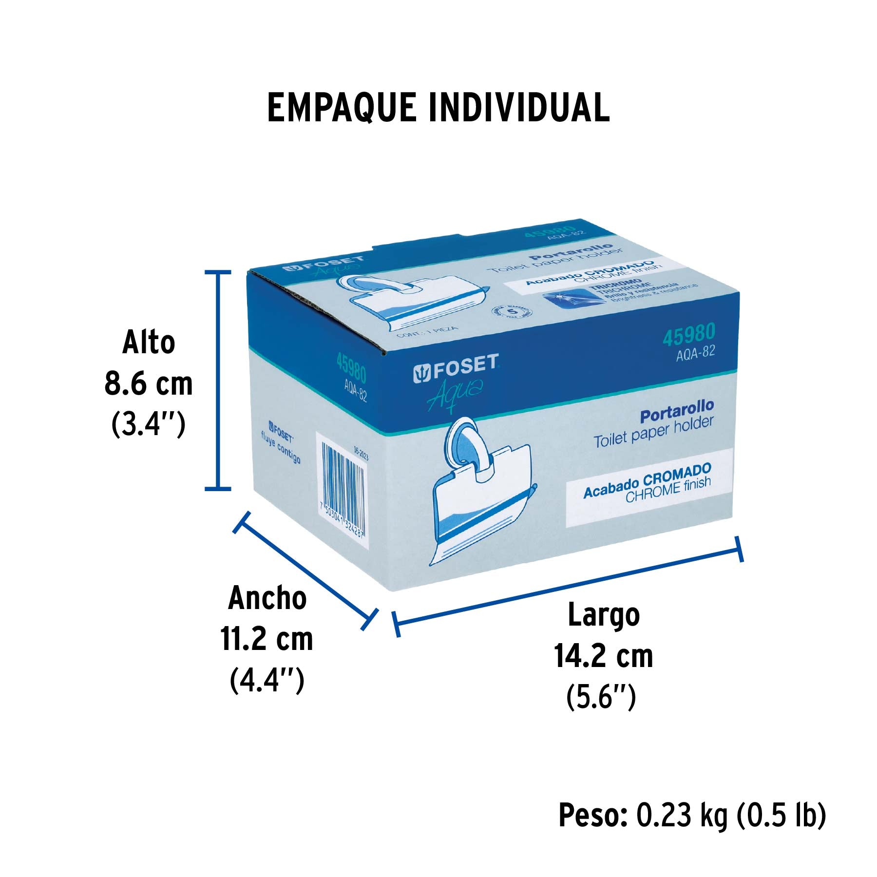 Portarrollo con cubierta FOSET AQUA cromo