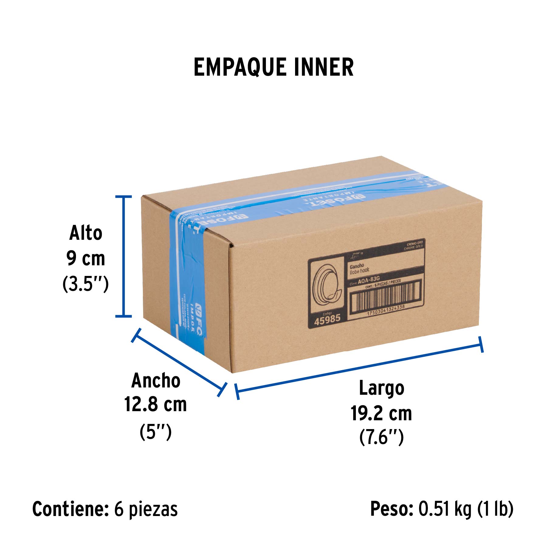 Gancho sencillo para toallas, cromo-oro, FOSET AQUA
