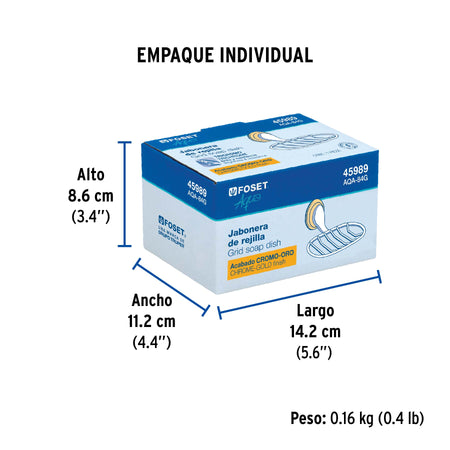 Jabonera de rejilla, cromo-oro, FOSET AQUA