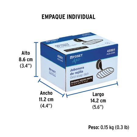 Jabonera de rejilla negro FOSET AQUA